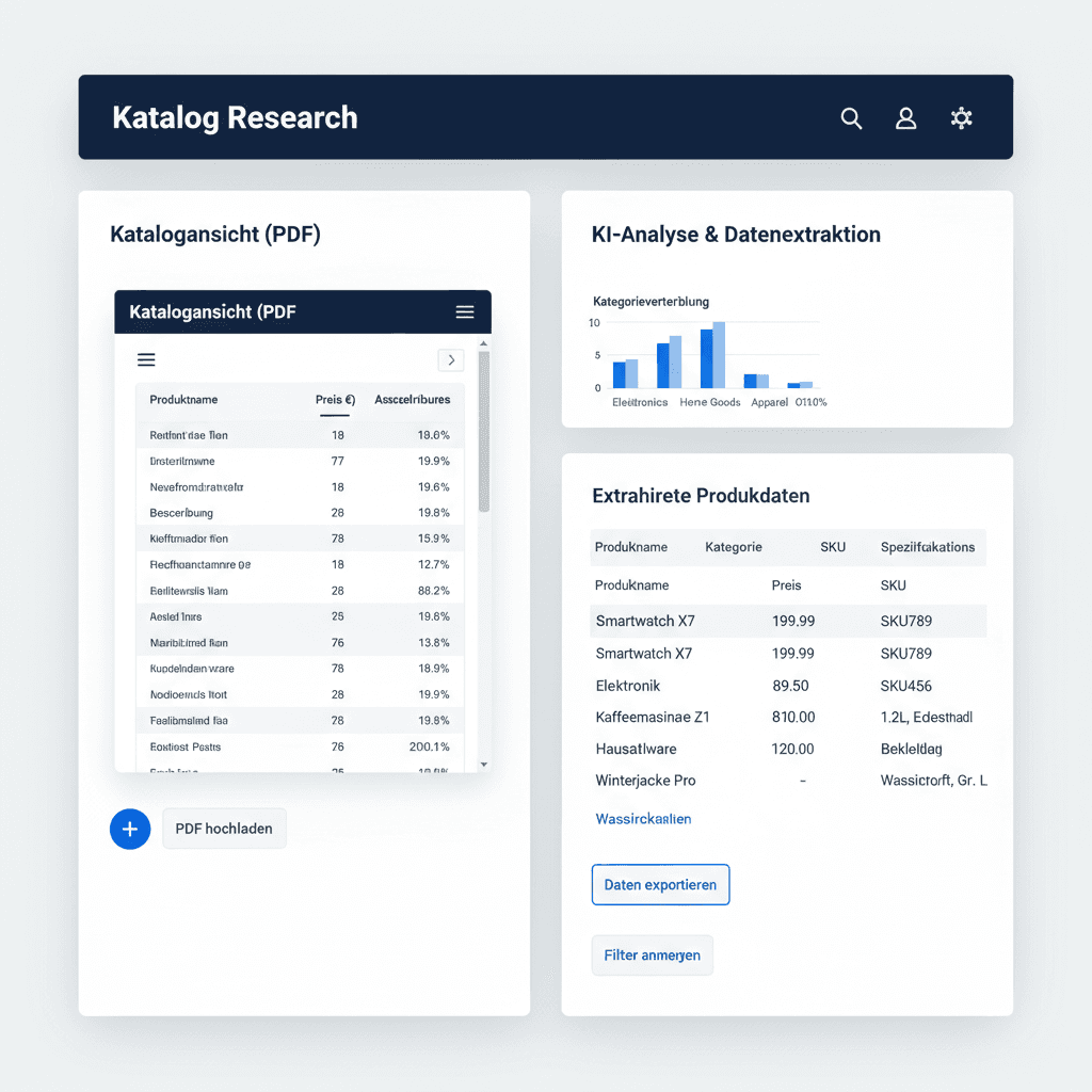 Screenshot von Katalog Research